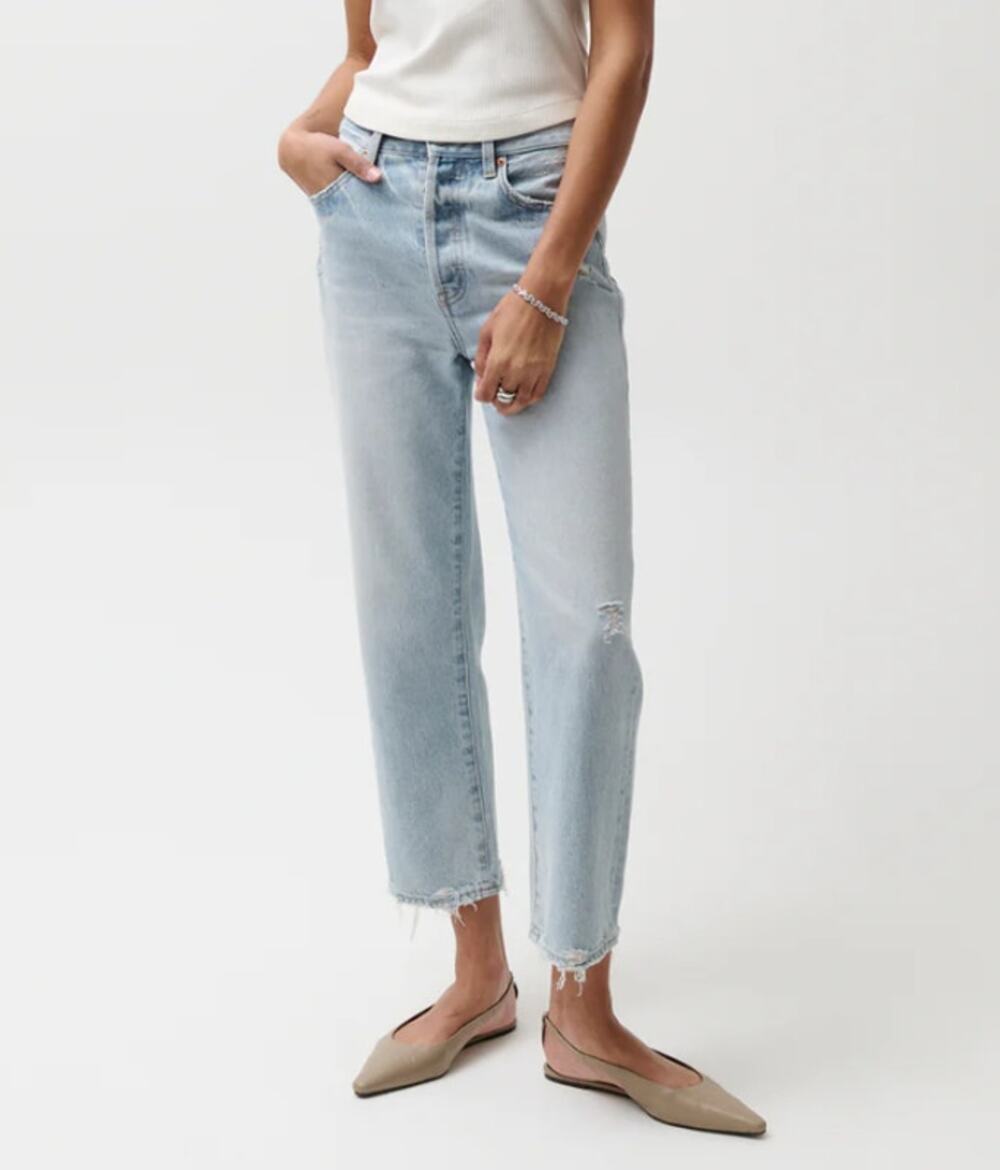 Pistola Cassie Super High Rise Straight Jean in Radiant Vintage 32 distressed